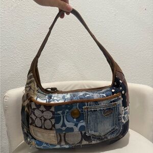 Coach Denim Patchwork Shoulder Bag